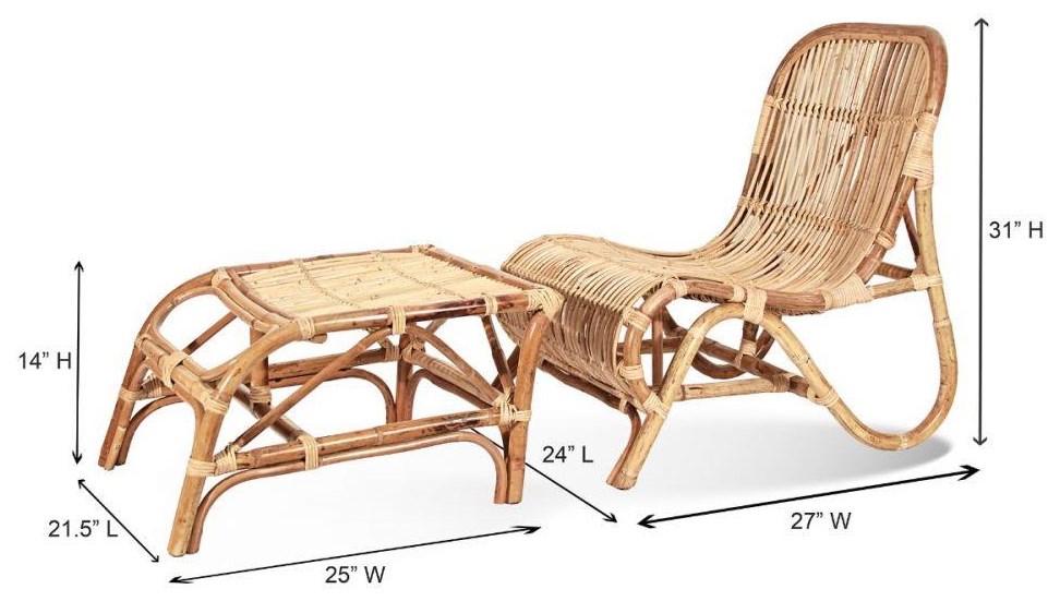 Ibolili Chairs B701C Rattan Kim Lounge Chair Ottoman